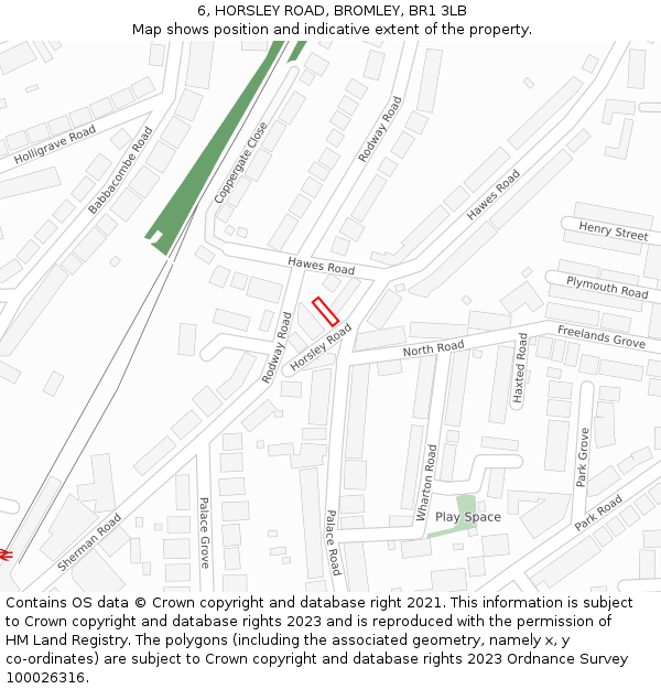 6, HORSLEY ROAD, BROMLEY, BR1 3LB: Location map and indicative extent of plot