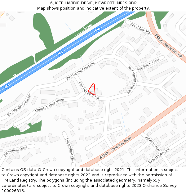 6, KIER HARDIE DRIVE, NEWPORT, NP19 9DP: Location map and indicative extent of plot