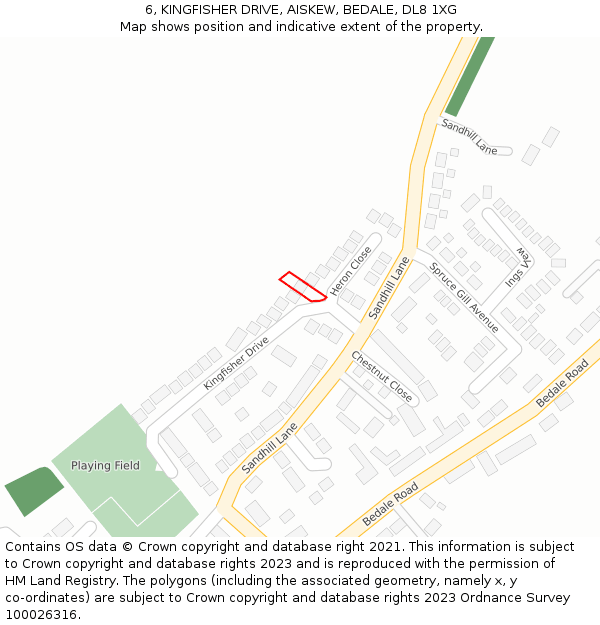 6, KINGFISHER DRIVE, AISKEW, BEDALE, DL8 1XG: Location map and indicative extent of plot