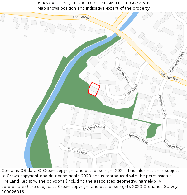 6, KNOX CLOSE, CHURCH CROOKHAM, FLEET, GU52 6TR: Location map and indicative extent of plot