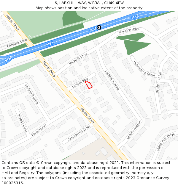 6, LARKHILL WAY, WIRRAL, CH49 4PW: Location map and indicative extent of plot