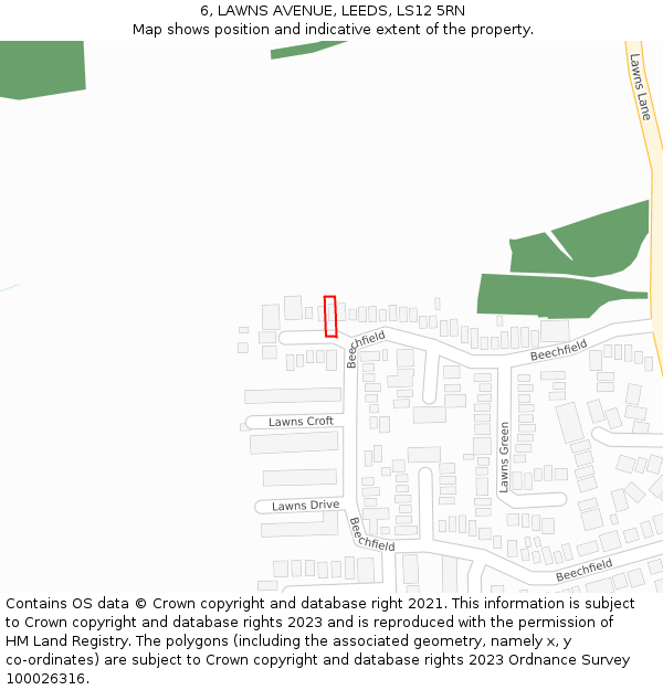 6, LAWNS AVENUE, LEEDS, LS12 5RN: Location map and indicative extent of plot