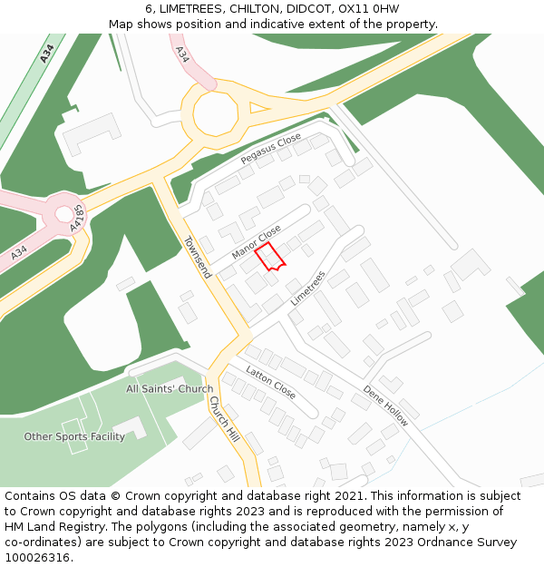 6, LIMETREES, CHILTON, DIDCOT, OX11 0HW: Location map and indicative extent of plot