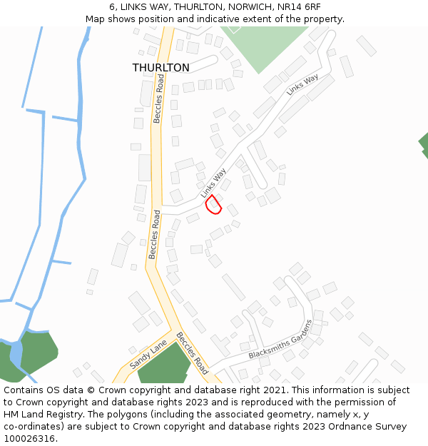 6, LINKS WAY, THURLTON, NORWICH, NR14 6RF: Location map and indicative extent of plot