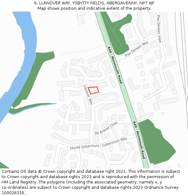 6, LLANOVER WAY, YSBYTTY FIELDS, ABERGAVENNY, NP7 9JF: Location map and indicative extent of plot