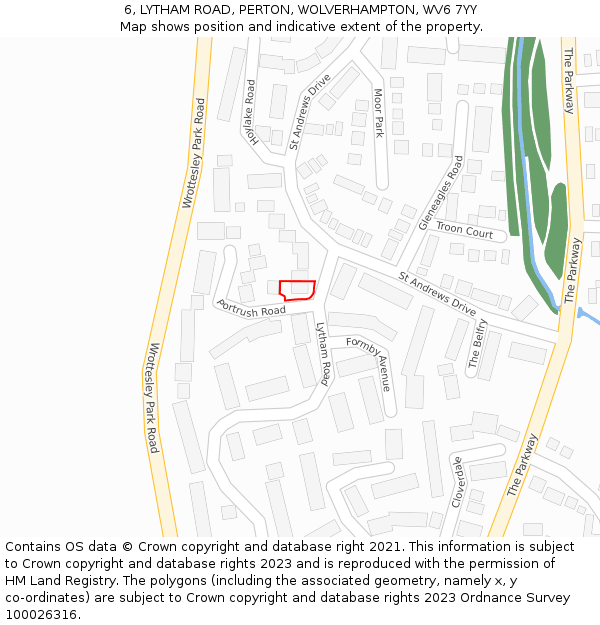 6, LYTHAM ROAD, PERTON, WOLVERHAMPTON, WV6 7YY: Location map and indicative extent of plot