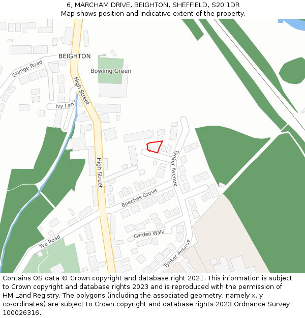 6, MARCHAM DRIVE, BEIGHTON, SHEFFIELD, S20 1DR: Location map and indicative extent of plot