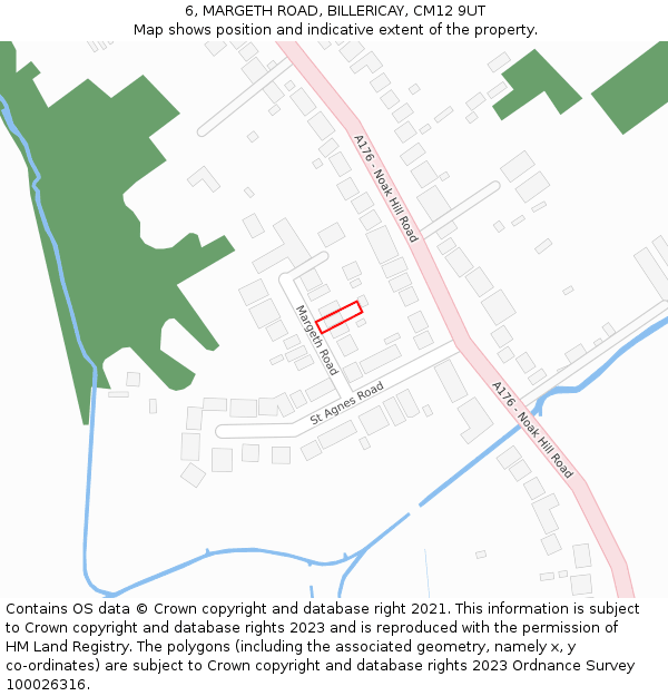 6, MARGETH ROAD, BILLERICAY, CM12 9UT: Location map and indicative extent of plot