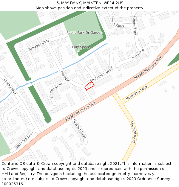 6, MAY BANK, MALVERN, WR14 2US: Location map and indicative extent of plot