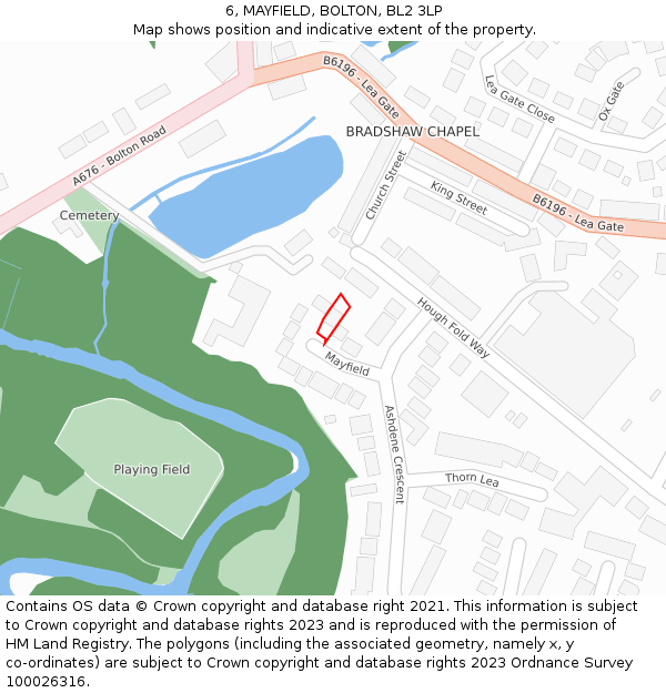 6, MAYFIELD, BOLTON, BL2 3LP: Location map and indicative extent of plot