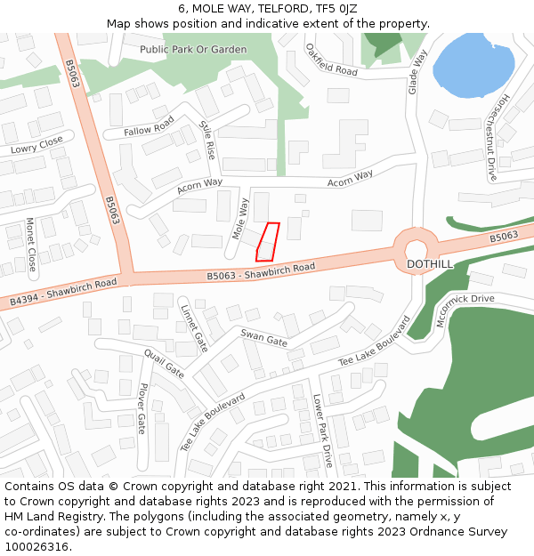 6, MOLE WAY, TELFORD, TF5 0JZ: Location map and indicative extent of plot