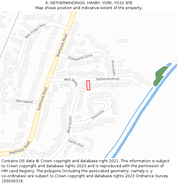 6, NETHERWINDINGS, HAXBY, YORK, YO32 3FB: Location map and indicative extent of plot