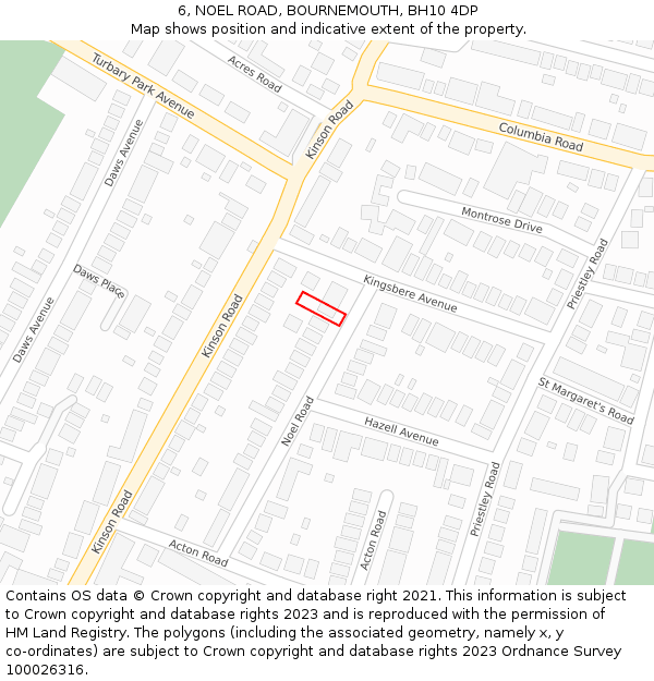 6, NOEL ROAD, BOURNEMOUTH, BH10 4DP: Location map and indicative extent of plot