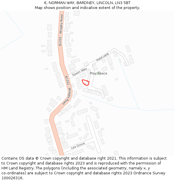 6, NORMAN WAY, BARDNEY, LINCOLN, LN3 5BT: Location map and indicative extent of plot