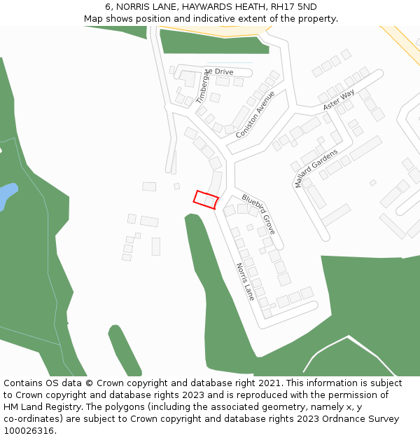 6, NORRIS LANE, HAYWARDS HEATH, RH17 5ND: Location map and indicative extent of plot