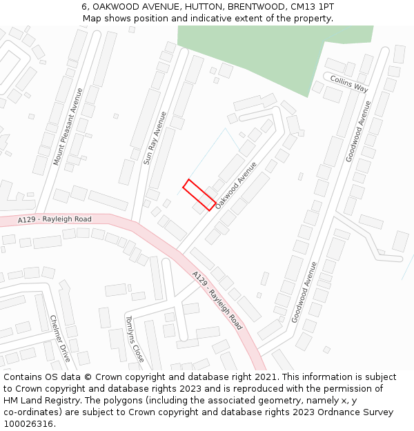 6, OAKWOOD AVENUE, HUTTON, BRENTWOOD, CM13 1PT: Location map and indicative extent of plot