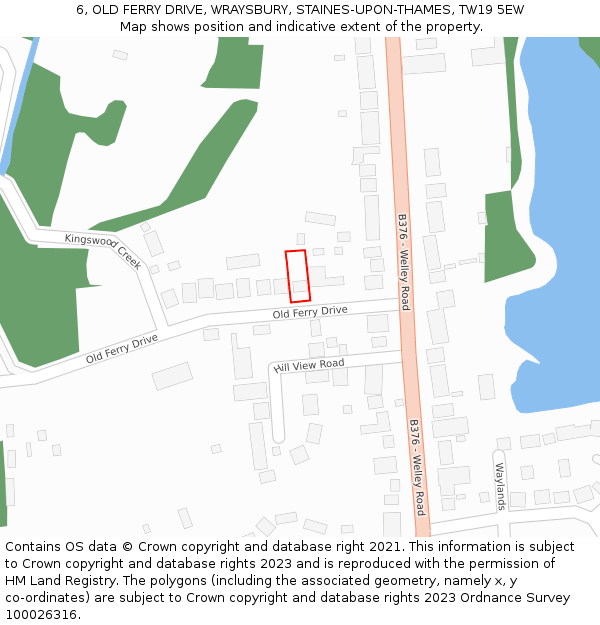 6, OLD FERRY DRIVE, WRAYSBURY, STAINES-UPON-THAMES, TW19 5EW: Location map and indicative extent of plot