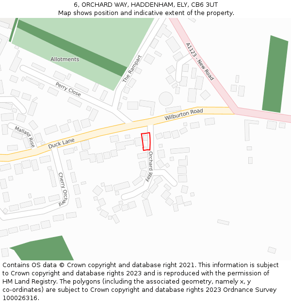 6, ORCHARD WAY, HADDENHAM, ELY, CB6 3UT: Location map and indicative extent of plot