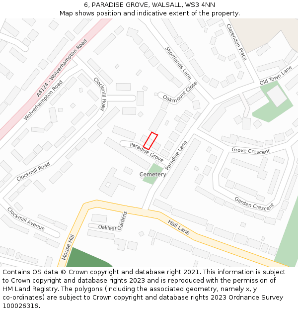 6, PARADISE GROVE, WALSALL, WS3 4NN: Location map and indicative extent of plot