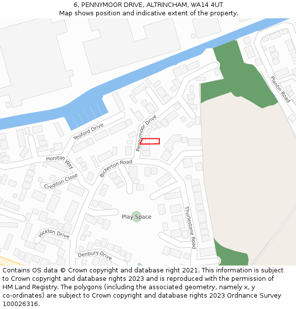 6, PENNYMOOR DRIVE, ALTRINCHAM, WA14 4UT: Location map and indicative extent of plot