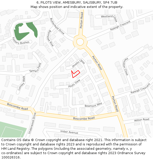 6, PILOTS VIEW, AMESBURY, SALISBURY, SP4 7UB: Location map and indicative extent of plot