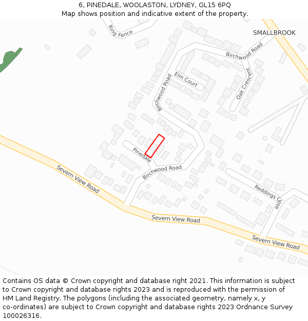 6, PINEDALE, WOOLASTON, LYDNEY, GL15 6PQ: Location map and indicative extent of plot