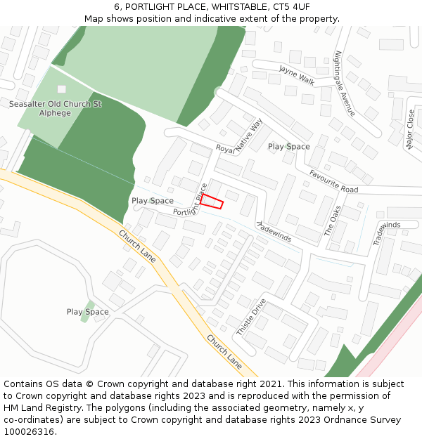 6, PORTLIGHT PLACE, WHITSTABLE, CT5 4UF: Location map and indicative extent of plot