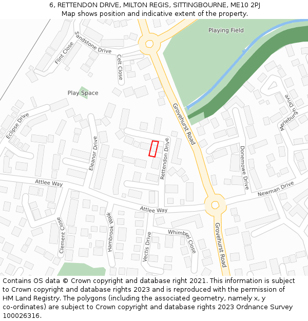 6, RETTENDON DRIVE, MILTON REGIS, SITTINGBOURNE, ME10 2PJ: Location map and indicative extent of plot