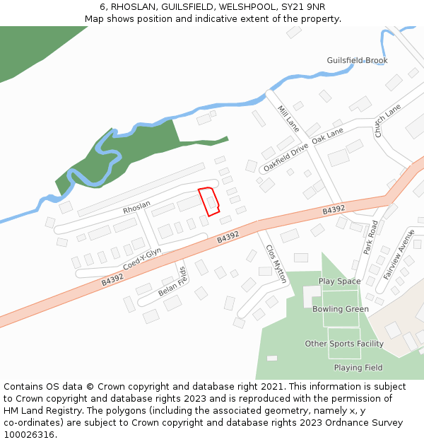 6, RHOSLAN, GUILSFIELD, WELSHPOOL, SY21 9NR: Location map and indicative extent of plot