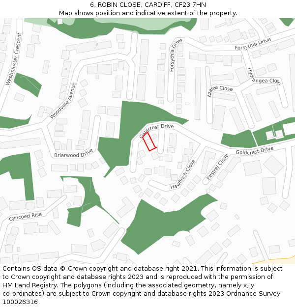 6, ROBIN CLOSE, CARDIFF, CF23 7HN: Location map and indicative extent of plot