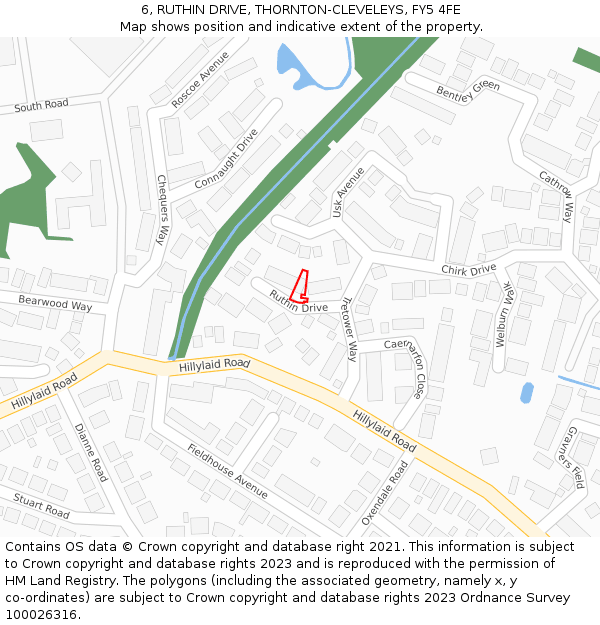 6, RUTHIN DRIVE, THORNTON-CLEVELEYS, FY5 4FE: Location map and indicative extent of plot