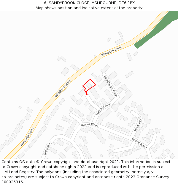 6, SANDYBROOK CLOSE, ASHBOURNE, DE6 1RX: Location map and indicative extent of plot