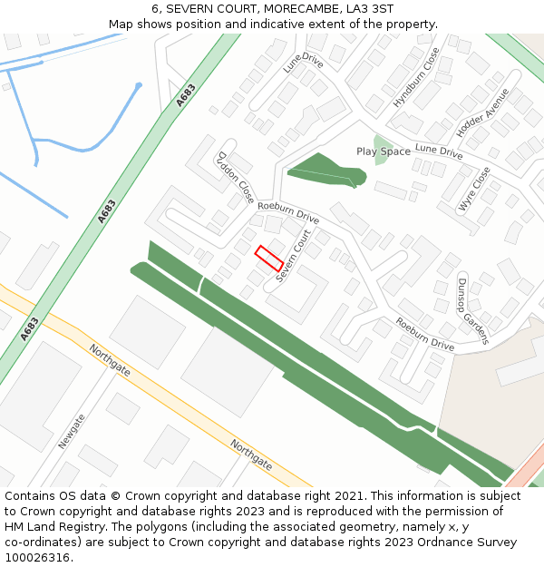 6, SEVERN COURT, MORECAMBE, LA3 3ST: Location map and indicative extent of plot