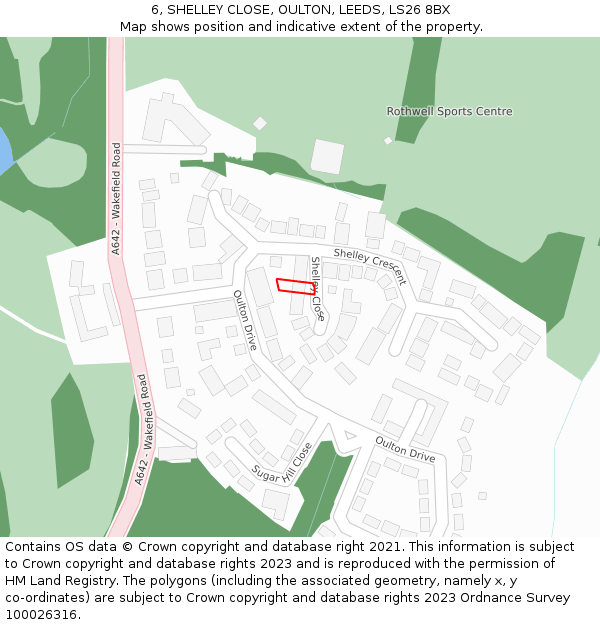 6, SHELLEY CLOSE, OULTON, LEEDS, LS26 8BX: Location map and indicative extent of plot