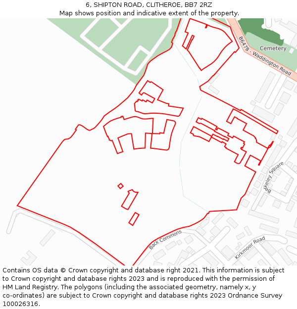 6, SHIPTON ROAD, CLITHEROE, BB7 2RZ: Location map and indicative extent of plot