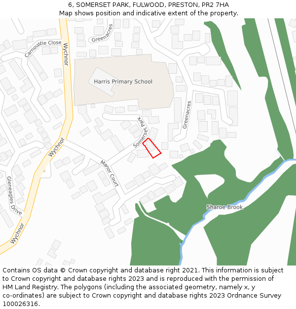 6, SOMERSET PARK, FULWOOD, PRESTON, PR2 7HA: Location map and indicative extent of plot