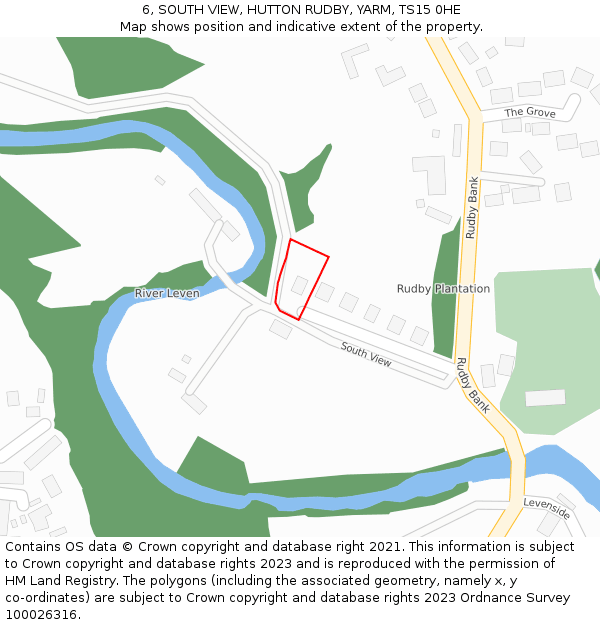6, SOUTH VIEW, HUTTON RUDBY, YARM, TS15 0HE: Location map and indicative extent of plot