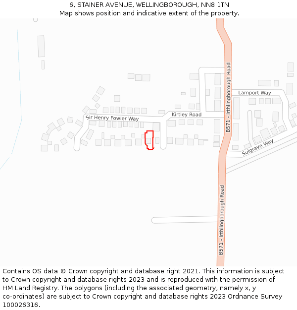 6, STAINER AVENUE, WELLINGBOROUGH, NN8 1TN: Location map and indicative extent of plot