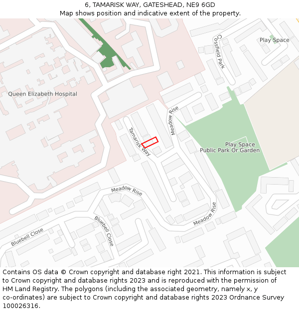 6, TAMARISK WAY, GATESHEAD, NE9 6GD: Location map and indicative extent of plot