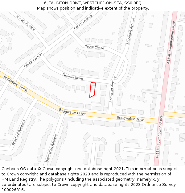 6, TAUNTON DRIVE, WESTCLIFF-ON-SEA, SS0 0EQ: Location map and indicative extent of plot