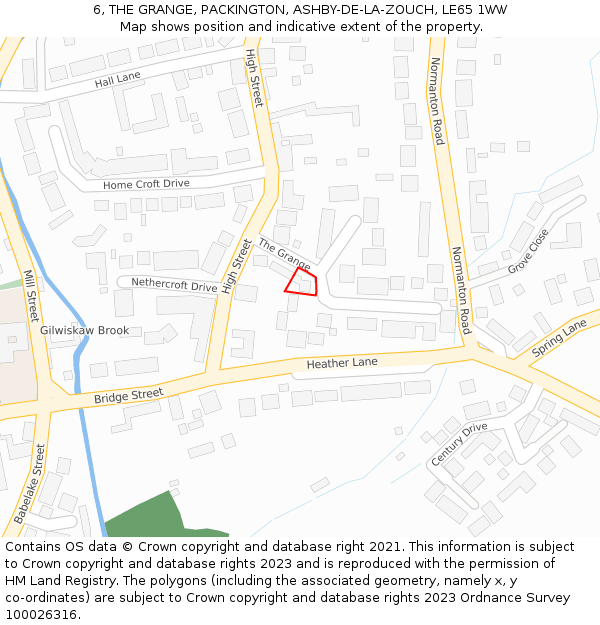 6, THE GRANGE, PACKINGTON, ASHBY-DE-LA-ZOUCH, LE65 1WW: Location map and indicative extent of plot