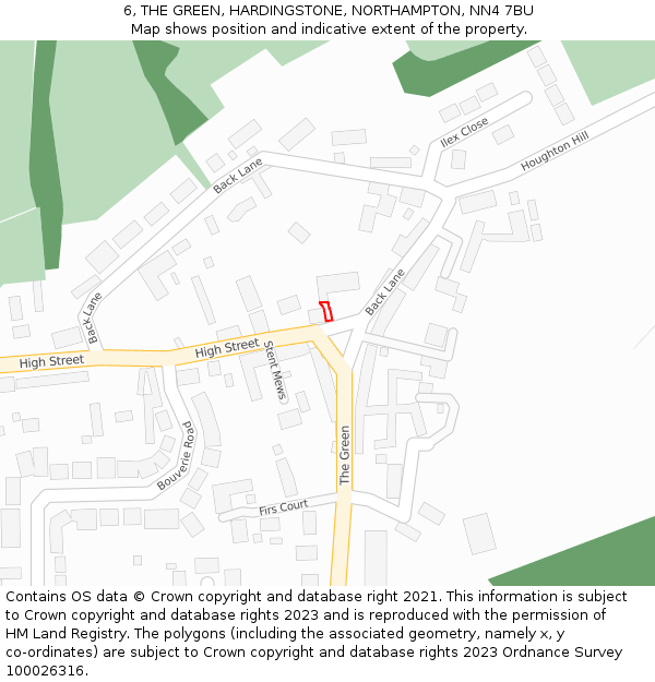 6, THE GREEN, HARDINGSTONE, NORTHAMPTON, NN4 7BU: Location map and indicative extent of plot