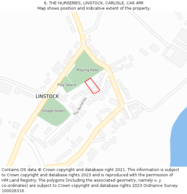 6, THE NURSERIES, LINSTOCK, CARLISLE, CA6 4RR: Location map and indicative extent of plot