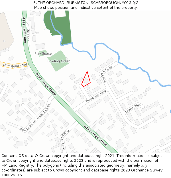 6, THE ORCHARD, BURNISTON, SCARBOROUGH, YO13 0JG: Location map and indicative extent of plot