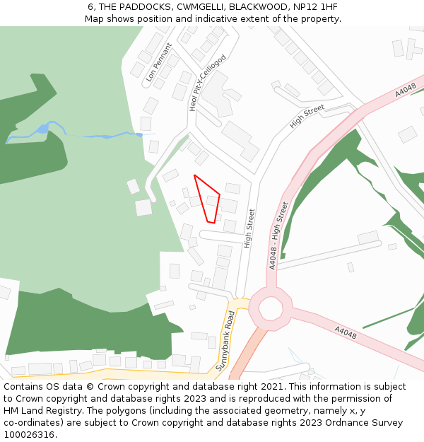 6, THE PADDOCKS, CWMGELLI, BLACKWOOD, NP12 1HF: Location map and indicative extent of plot