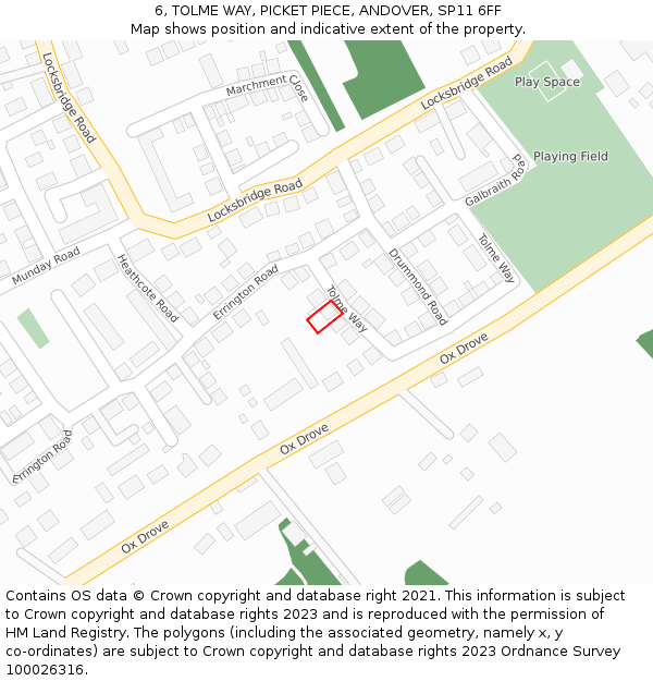 6, TOLME WAY, PICKET PIECE, ANDOVER, SP11 6FF: Location map and indicative extent of plot