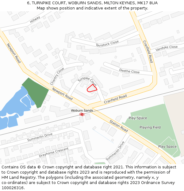 6, TURNPIKE COURT, WOBURN SANDS, MILTON KEYNES, MK17 8UA: Location map and indicative extent of plot