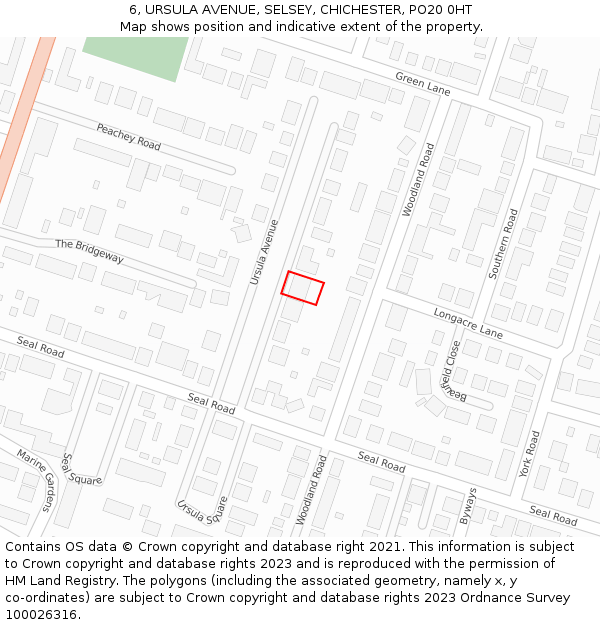 6, URSULA AVENUE, SELSEY, CHICHESTER, PO20 0HT: Location map and indicative extent of plot