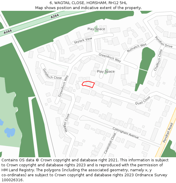 6, WAGTAIL CLOSE, HORSHAM, RH12 5HL: Location map and indicative extent of plot