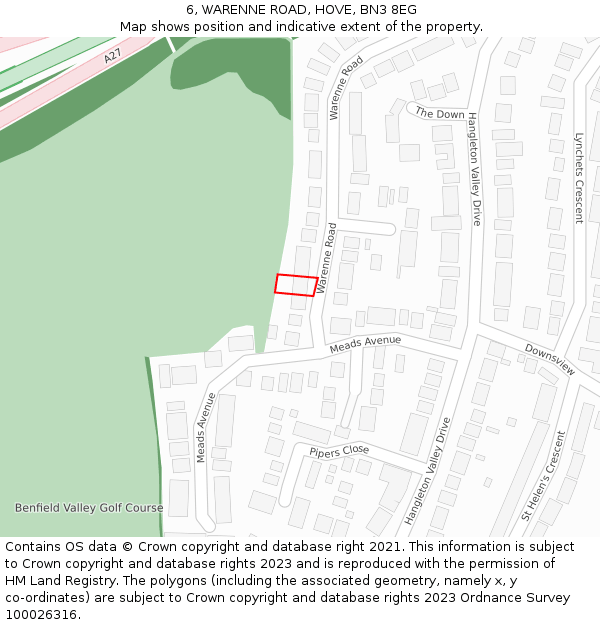 6, WARENNE ROAD, HOVE, BN3 8EG: Location map and indicative extent of plot